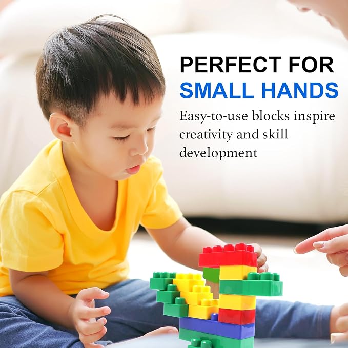 Dimple Large Blocks for Toddlers/Kids Stackable, Multi-Colored, Interlocking Toys Safe, Non-Toxic Plastic Bright Colors, Waterproof Boys and Girls Age 3 + (1200 Pieces)