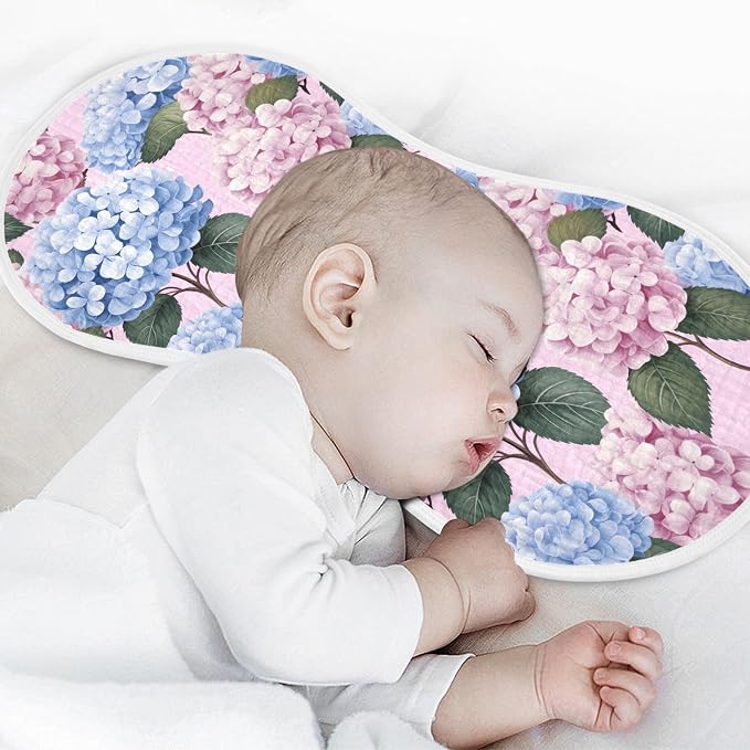 Pink Blue Hydrangea Pattern Burp Cloths 2 Pack Muslin Burping Cloth Cotton Burp Towel Soft Absorbent Baby Burp Cloths for Boys Girls Newborn 22 x 11 in
