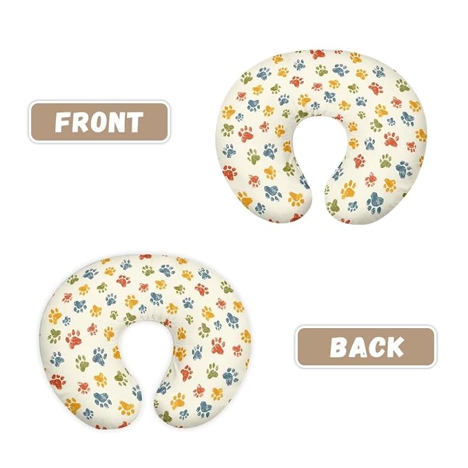 Breastfeeding Pillow Cover with Multi Paws Baby Breastfeeding Slipcover Infant Newborn Nursery Bottle Pillowcase Easy to Use and Dustptoof