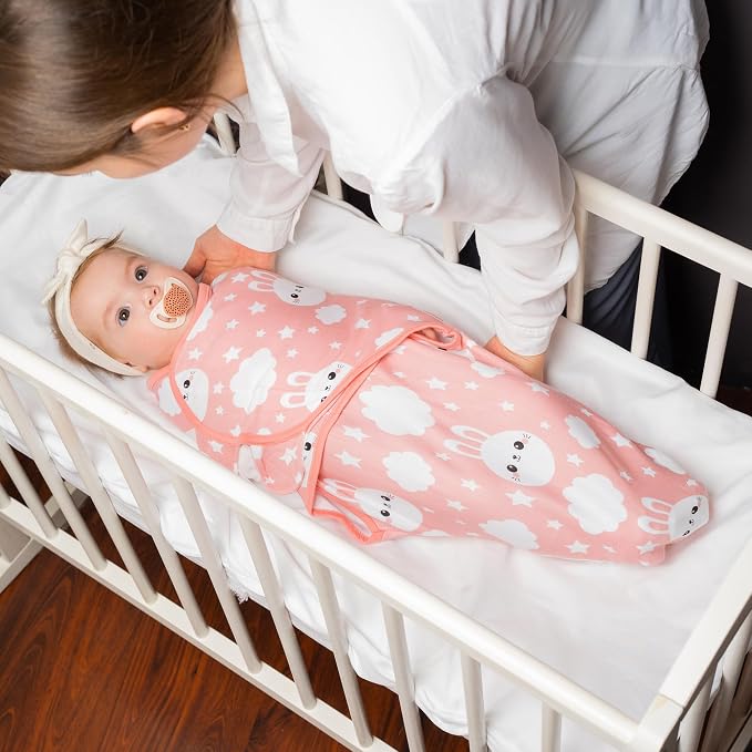 Swaddles for Newborns – 3-Pack Infant Swaddles 0-3 Months – Adjustable Swaddle Sleep Sack – Soft Cotton Baby Wrap for Safe & Cozy Sleep (Coral)