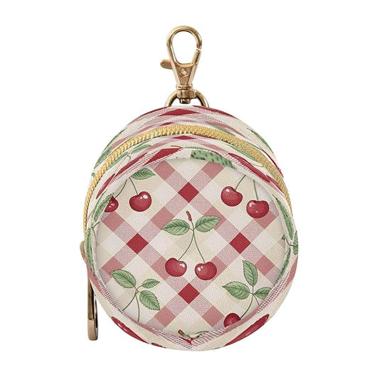 Cherry Fruit Checkered Pacifier Holder Case Portable Newborn Baby Pacifiers Pouch with Clip for Boys & Girls