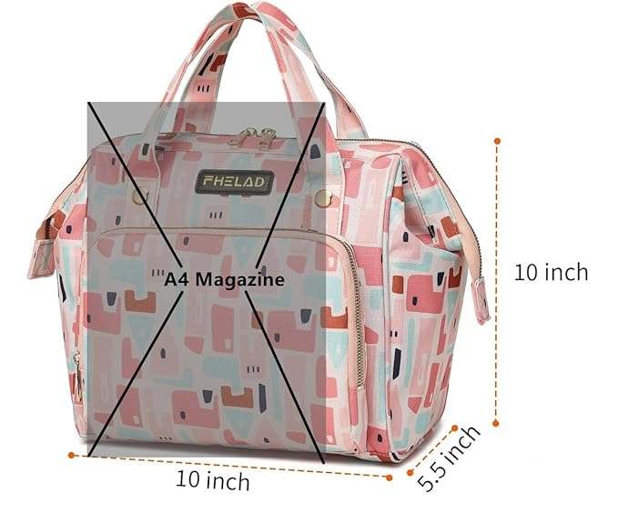 FHELAD Diaper Bag Backpack, Pink | Small, Waterproof, Multi-Function, Insulated Pockets, Travel Backpack, Maternity Bag