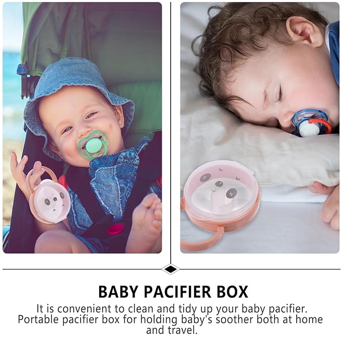 Toddmomy 2pcs Storage Box with Handle, Cartoon Pacifier Holder Case for Infant, Portable Dustproof Protective Container for Travel and Daily Use