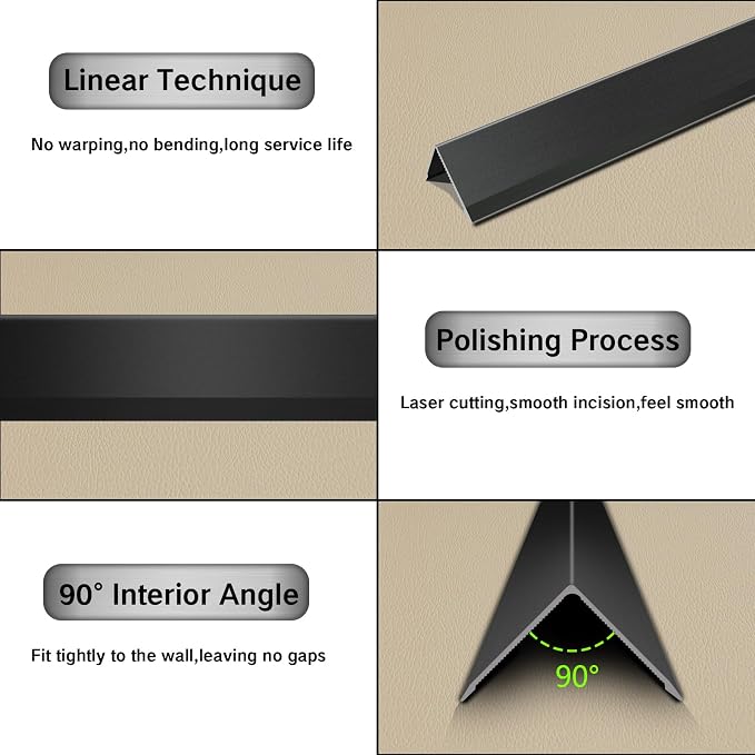 Black Color Aluminum Corner Guards Protectors for Walls, 21Ga Thickness Metal Protectors Guards with Right Angle L Shaped Piece of Metal Wall Corner Guards (0.60x0.60X48.0 Inch-6PCS)