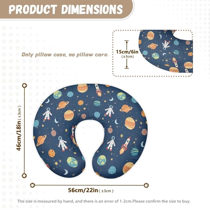 Cartoon Spaceman Nursing Pillow Cover with Hidden Zipper Soft & Breathable & Skin Friendly for Moms/Baby Stretchy Nursing Pillow Cover