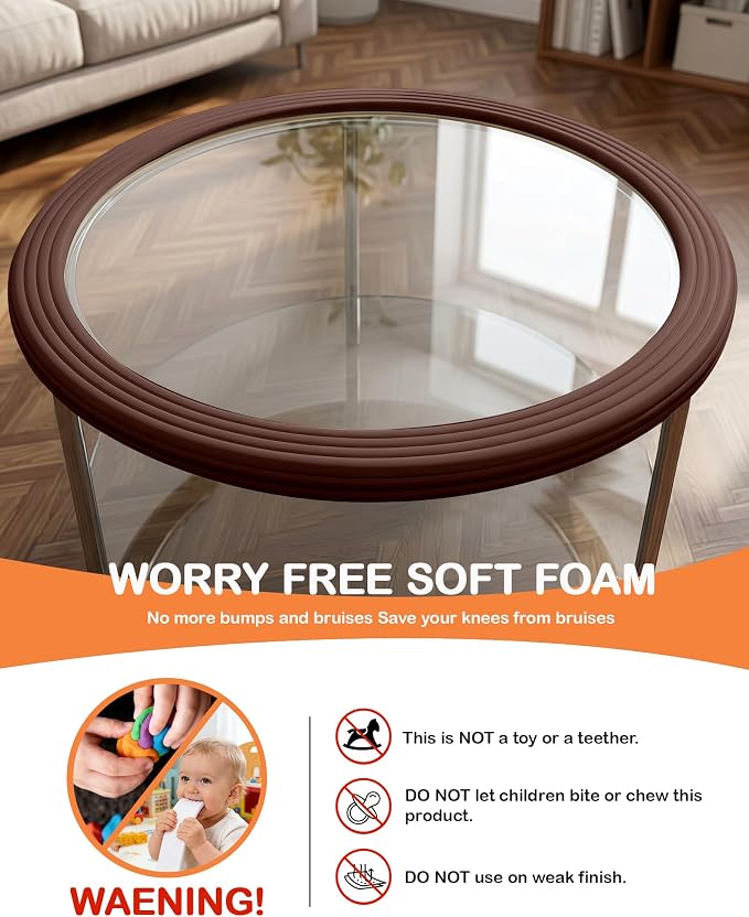 Corner Protector Baby, 16.5FT 0.32''Th W-Shape Edge Protector for Baby Proofing 3.2'' Wide Foam Fireplace Cushion Pre-Taped Safety Guard Bumper Pad for Furniture Wall Stair Door (Dark Brown)