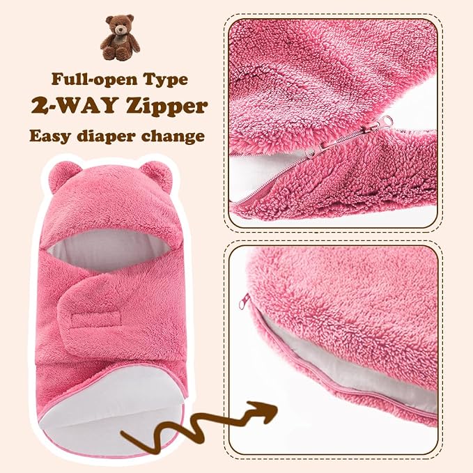AiWMGL Baby Swaddle Blanket Boys Girls 3-6 Months Fleece Thicken Winter Warm Adjustable Newborn Swaddling Wrap Soft Sleeping Sacks Infant
