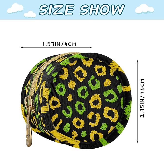 Pacifier Holder with Clip Pacifier Case for Diaper Bag Round Baby Pacifier Pouch Box Bag Portable Jamaican Leopard Print Yellow