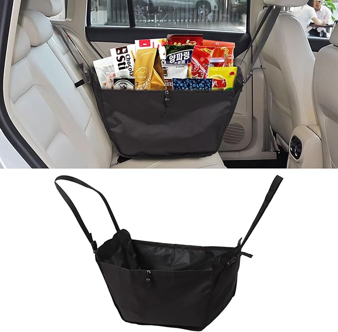 Car Seat Organizer - Large Capacity Passenger Seat Storage Travel Bag, Portable, Foldable and Collapsible Miscellaneous Car Hanging Bags, Reusable Shopping Tote with Drawstrings