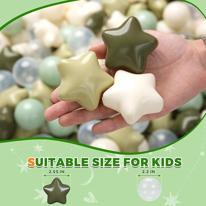 TRENDPLAY Star Ball Pit Balls 50 100 200 500 for Toddlers - Ball Pit Ball Shapes for Boys Girls Fun, Birthday Party, Christmas Decoration