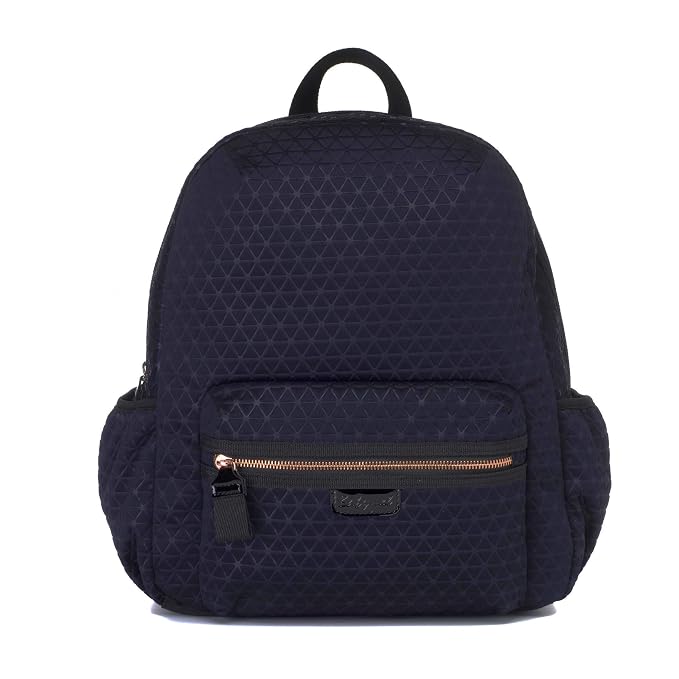 Luna Ultra Lite Navy Scuba Diaper Travel Backpack by Babymel | Large Capacity, Water Resistant, Modern Style, Multi-Functional and Durable Baby Bag with Changing Pad and Integrated Stroller Straps