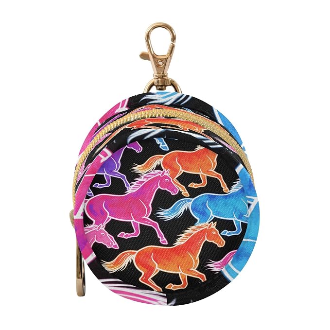 Pacifier Holder with Clip Pacifier Case for Diaper Bag Round Baby Pacifier Pouch Box Bag Portable Neon-Color Horses