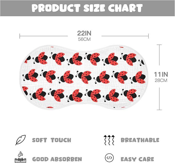 vvfelixl Baby Burp Cloths Cute Ladybug Pattern Baby Newborn Cotton Burping Cloths Set Baby Washcloths 4 Pack White