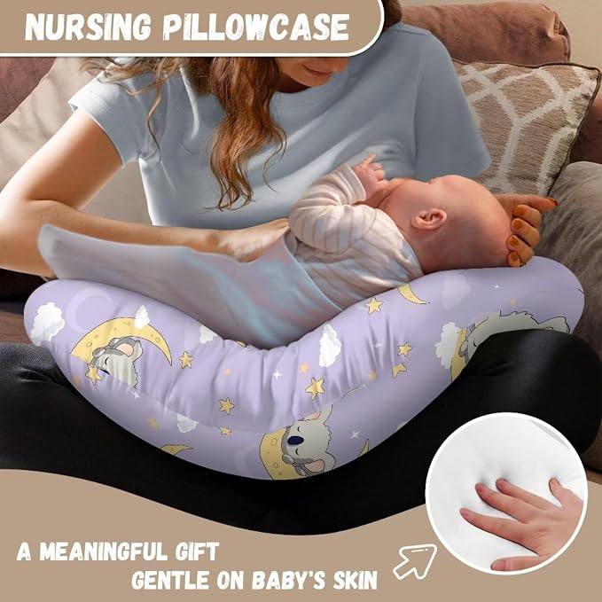 Koala and Moon Nursing Pillow Cover Stretchy Removable Nursing Covers for Breastfeeding Pillows Ultra Soft Newborn Feeding Pillow Cover