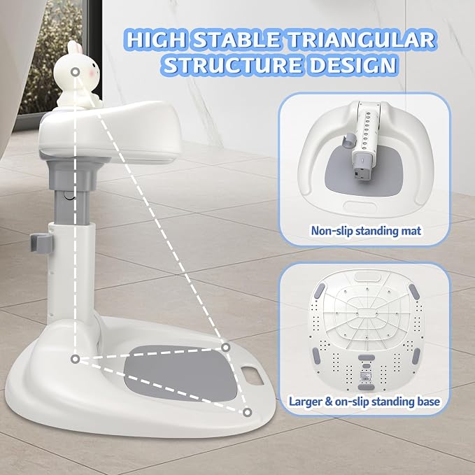 Baby Bath Shower Stand, Standing Bath For Baby 9-36 Months,Foldable Bath Standing Support For Infants Toddlers, Adjustable Non-Slip Toddler Shower Stand, Infant Standing Bath For Home Bathroom