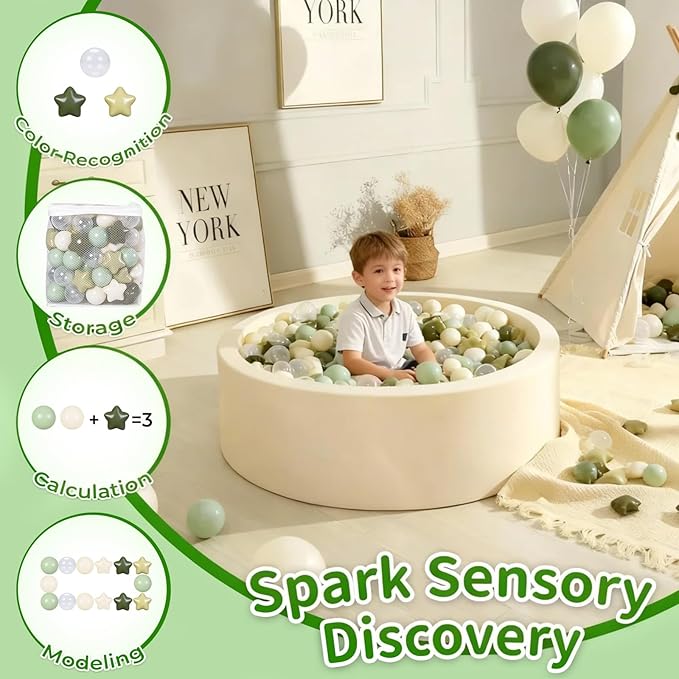 TRENDPLAY Star Ball Pit Balls 50 100 200 500 for Toddlers - Ball Pit Ball Shapes for Boys Girls Fun, Birthday Party, Christmas Decoration