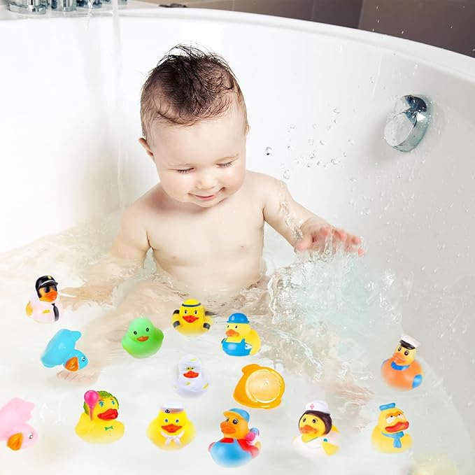 35 PCS Rubber Ducks, Random Assortment Ducks Bulk, 2 Inch Mini Rubber Duckies for Toddler Bath Toys, Kids Bath Pool Toys Birthday Gifts Party Favors