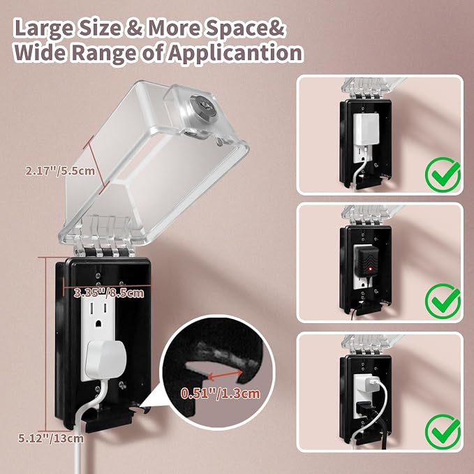 Baby Safety Outlet Cover Box-Key Lock for Much Better Toddler Proofing,Easier Operation,Simple 4 Step Install with Included Screws,Suitable for all Standard Electrical Outlets and Wall Switch