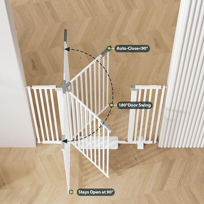 51'' Extra Tall Cat Gate for Doorways 30-49.2'' Wide, Climb Proof Pet Dog Gates for Kitten Dogs, Pressure Mounted No Drilling Cats Fence Barrier White