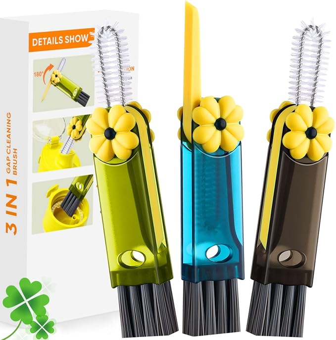 3 in 1 Cup Lid Cleaning Brush, Multifunctional Gap Cleaning Brush, Home Kitchen Crevice Brush, Portable Bottle Cleaner Brush for Cleaning Tight Spaces, Bottle Gaps, Travel Mug Caps(3 PCS)