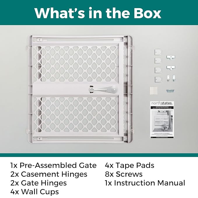 MYPET Universal Pet Gate: 26??- 42??Wide Dog Gate for Doorways with Pressure Fit or Swinging Door Hardware Mounting Types Included: 26" Tall; Gray