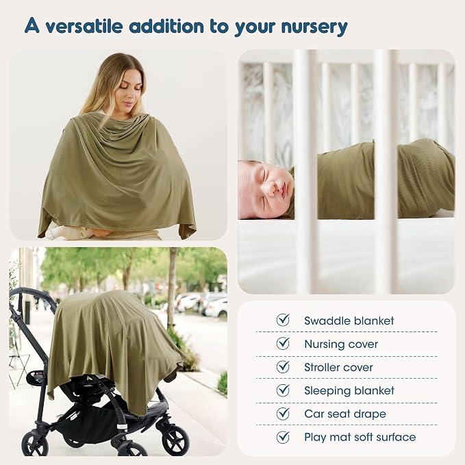 GRSSDER 2 Pack Newborn Swaddle Blanket, Ultra Soft Stretchy Jersey Knit Extra Large Size 33 x 44 Receiving Blankets for Easy Swaddling Baby Snug and Cozy