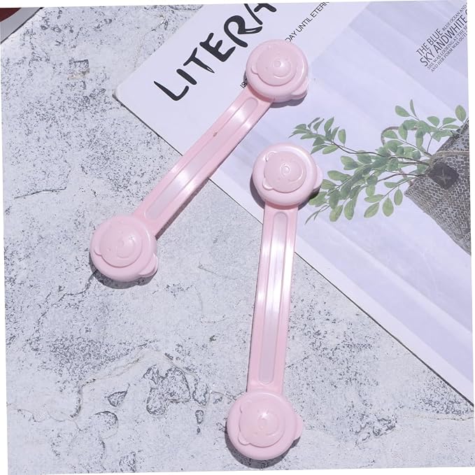 2pcs Bear Shaped Baby Cabinet Safety Latches Easy to Open Child Safety Locks for Cabinets Pink Abs Material Baby Proof Locks