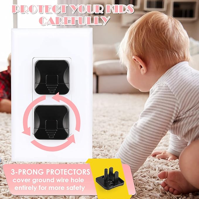 Outlet Covers Babepai 38-Pack Black Child Proof Electrical Protector Safety Improved Baby Safety Plug Covers