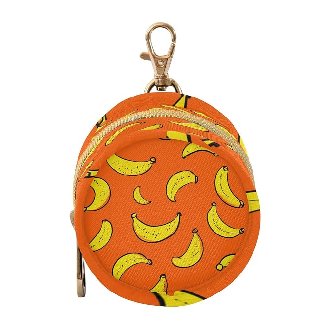 Pacifier Holder with Clip Pacifier Case for Diaper Bag Round Baby Pacifier Pouch Box Bag Portable Orange Banana