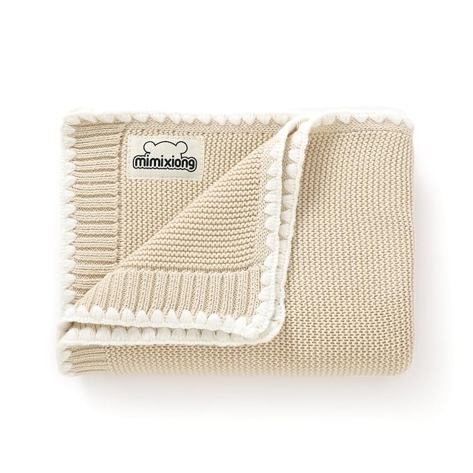 mimixiong Cotton Baby Blanket Gender Neutral Nursery Swaddling Blanket for Shower Gift Registry for Baby Camel 40 x30 Inch