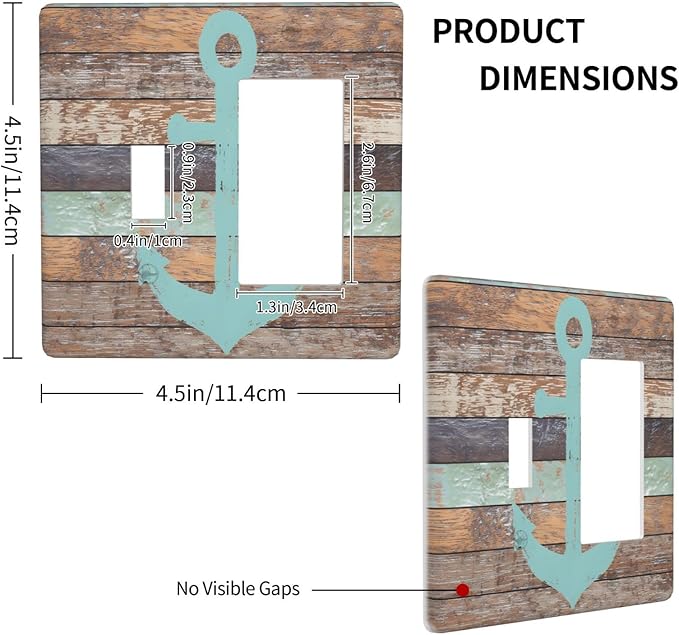 Timeworn Marine Weathered Wood Rustic Nautical Anchor Outlet Covers 1 Toggle 1 Rocker Combination Decorative Wall Plate Electrical Switch Plates Light Switch Cover Plate for Farmhouse Home Decor