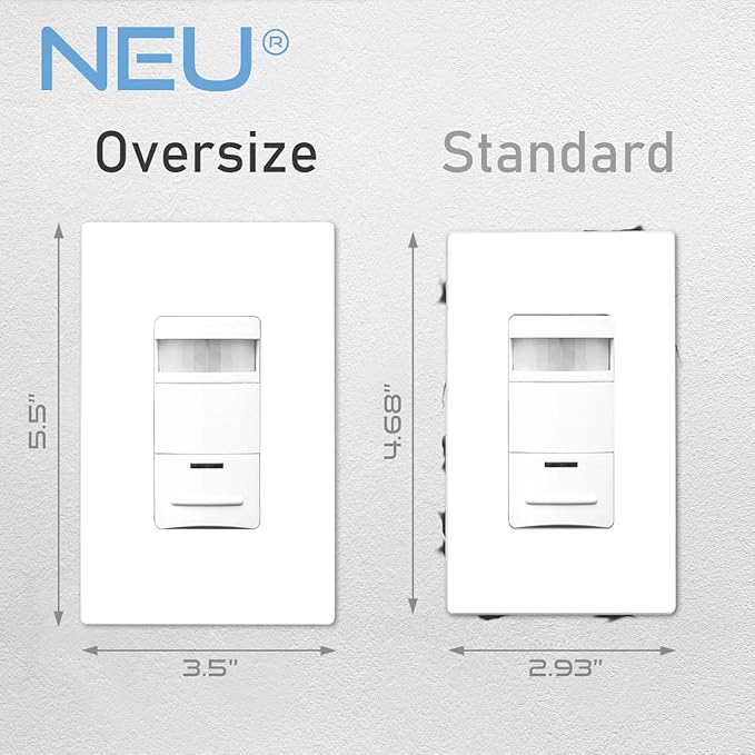 [10 Pack] NEU 1-Gang Oversized Screwless Decorator Wall Plates Child Safe Outlet Cover, 5.5" x 3.5", Unbreakable Polycarbonate Thermoplastic, White