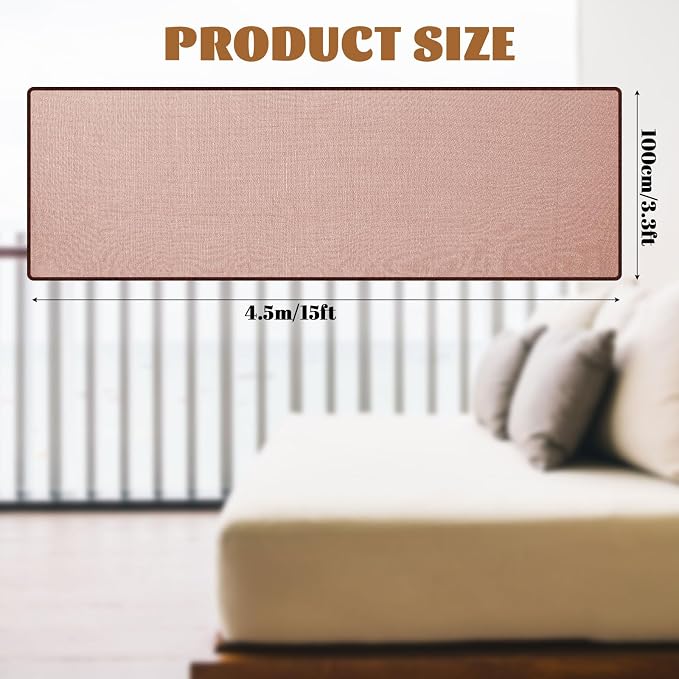 Hosuly Banister Guard 15 x 3.3 ft Balcony Netting for Kids Pets Stairway Safety Net Baby Fence Door Balcony Netting Safety Mesh Stair Net with No Drilling for Apartment Railing(Brown)