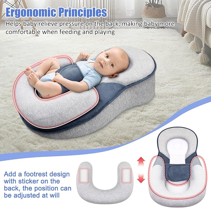 Baby Lounger Pillow - Infant Support Cushion for Newborn, Feeding Reflux Pillow for Baby Bottle Feeding, Tummy Time