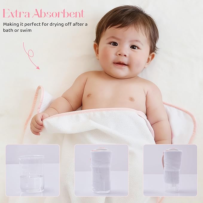 Mooreeke Baby Towel with Hood for Girls Purple Unicorn Bath Towel for Babies Ultra Soft Absorbent 3 PCS Baby Towels and 3 PCS Washcloths for Newborn Essentials