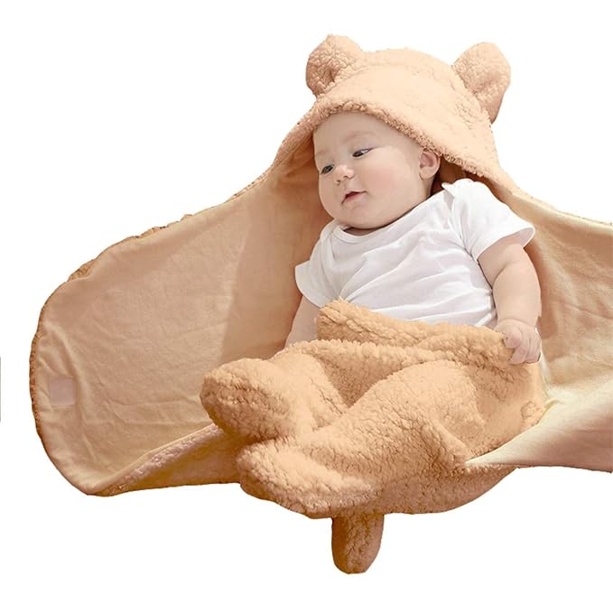 XMWEALTHY Cute Newborn Baby Boys Girls Blankets Plush Swaddle Blankets Brown