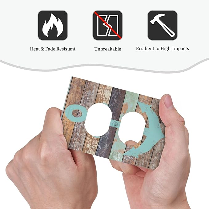 Timeworn Marine Weathered Wood Rustic Nautical Anchor Outlet Covers 1 Gang Duplex Light Switch Cover Decorative Switch Plates Electrical Receptacle Faceplate Wall Plate for Farmhouse Home Decor