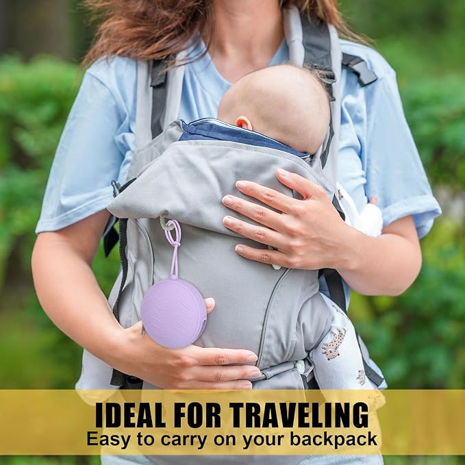 2 Pack Pacifier Holder Bag, 2 Newborn Baby Portable Silicone Pacifier Holder Case, Silicone Holder for Diaper Bag, Travel Outdoor Activities, Easy to Clean (Pink,Purple)