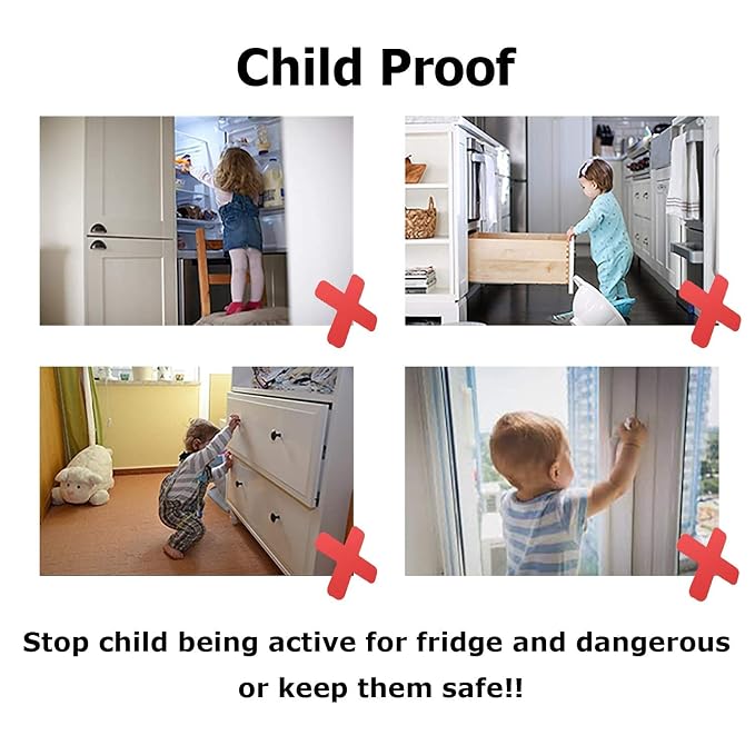 2 Pack Refrigerator Lock with Magnetic, Child Safety Locks, Fridge Freezer Door Lock, for Cabinet Drawer, Convenient - White