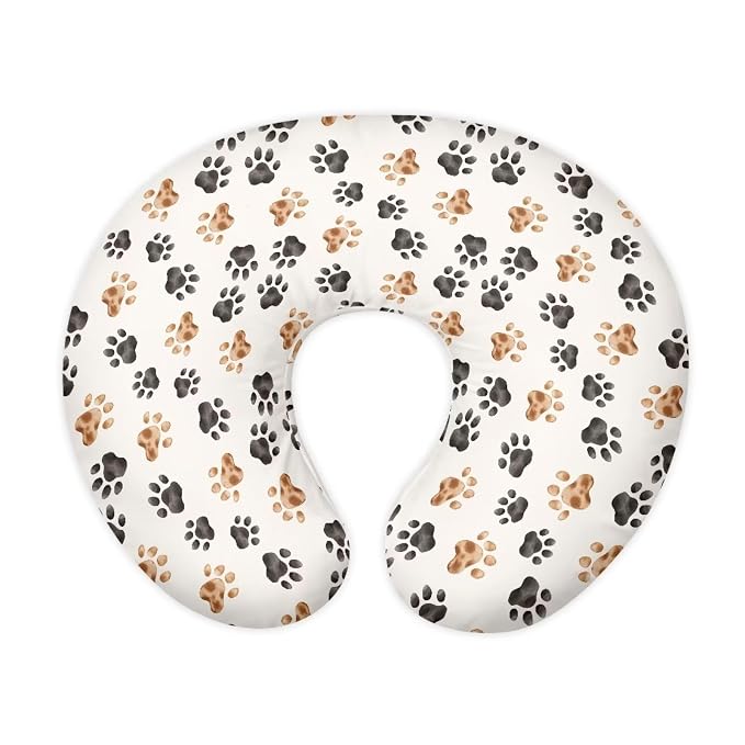 Dog Paws Newborn Nursing Pillow Cover Ultra Soft Comfortable Feeding Pillow Case Fits Bottle and Breastfeeding Pillows with Hidden Zipper, Nursery & Living Room Sofa Car Decor