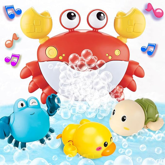 Baby Bath Toys for Toddlers, Crab Bath Bubble Maker with 12 Songs, 3 Pack Wind-up Pool Toys for Kid, Bathtub Toys As Birthday Gift for Boys Girls