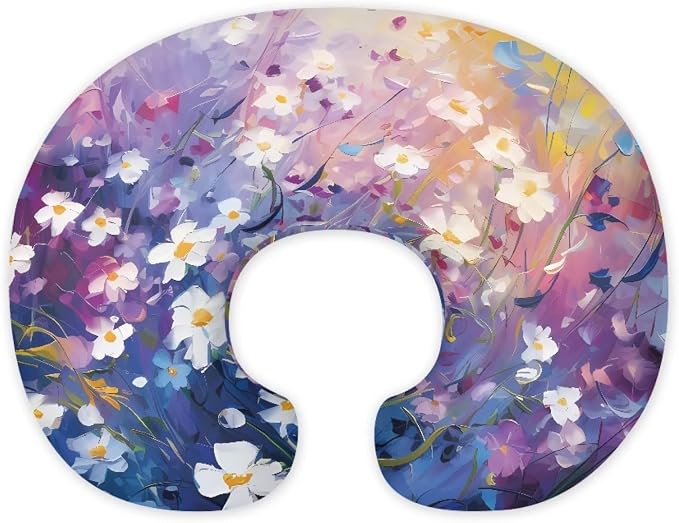 Floral 2 Nursing Pillow Case for Newborn Support for Breastfeeding, Bottle Feeding & Bonding Feeding Pillow Cover Stretchy Comfortable Pillow Slipcover Cover Only