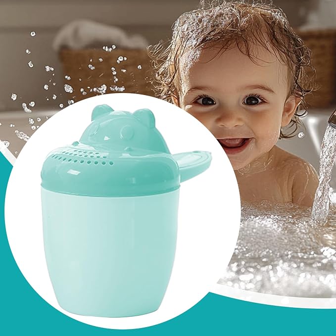 Tiny Tot Bath Rinse Cup - Child Shampoo Pourer, Cartoon Water Bucket for Hair Washing, Gentle Shower Accessory with Safety Grip, Bathroom Tool, Fun Bathing Aid for Daily Bathtub and Kids Bath Time