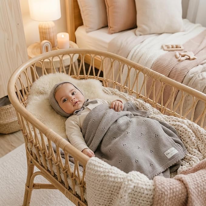 Baby Gift Set -Thoughtful Baby Shower & New Baby Gift for Boys & Girls, Baby Gifts, Gift Registry by Name, Gifts for Baby boy (Pointelle - Dove Grey)