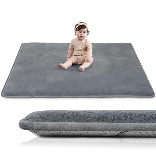 Baby Play Mat for Floor,Large 79"×79" Playpen Mat for Toddler,Infant,Kids,1.3" Thick Non-Slip Nursery Rug,Water Repellent Soft Padded Activity Mats for Tummy Time,Crawling,Playroom(Dark Grey)