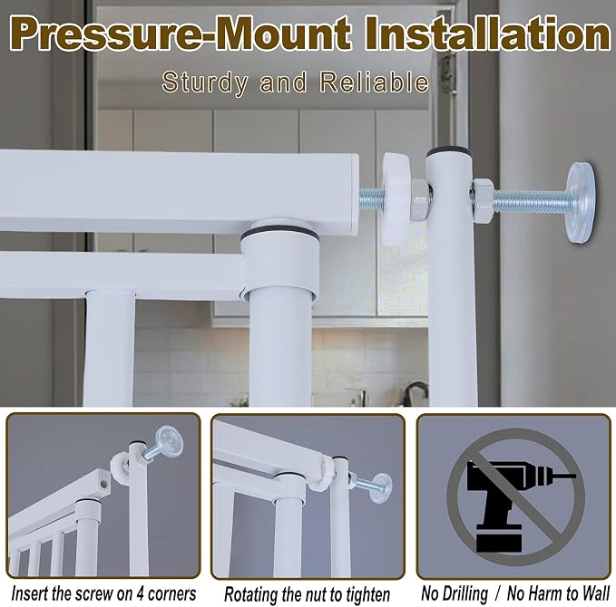 Extra Tall Cat Gate for Doorway – 75.2“ Pressure-Mounted Transparent Cat Gate for Pets, Fits 30”-36" Width, No Wall Drilling, Ideal for Stairs, Hallway, Indoor Safety Barrier
