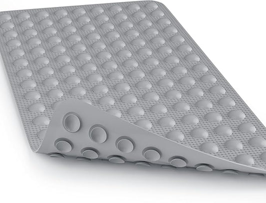 JOYCANO Rubber Bathtub Mat Non Slip, Baby Bath Mat for Tub, Shower Mat Non Slip PVC-Free, Strong Suction and Textured Surface, Non-Toxic, No Chemical Smells, for Kids Elderly Dogs, Grey