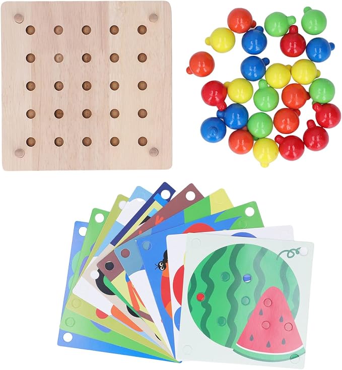 DAREBUDA Colorful Button Art Toy, Mosaic Pegboard Mushroom Nail Puzzle for Kids, Educational Color Matching Activity Board with Smooth Edges for Toddlers and Preschoolers
