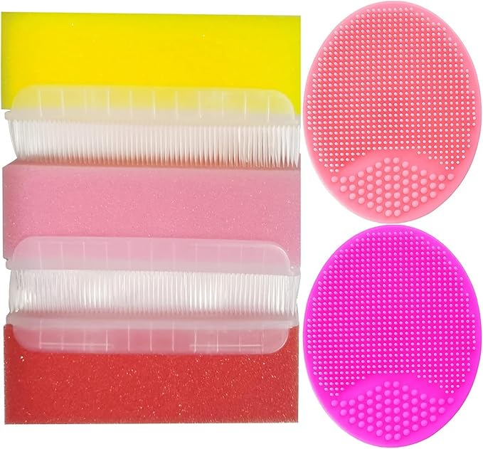 Baby Bath Sponges for Newborns - Baby Cradle Cap Brush - Cradle Cap Comb for Babies (Pack of 6) (Mixed Color A)