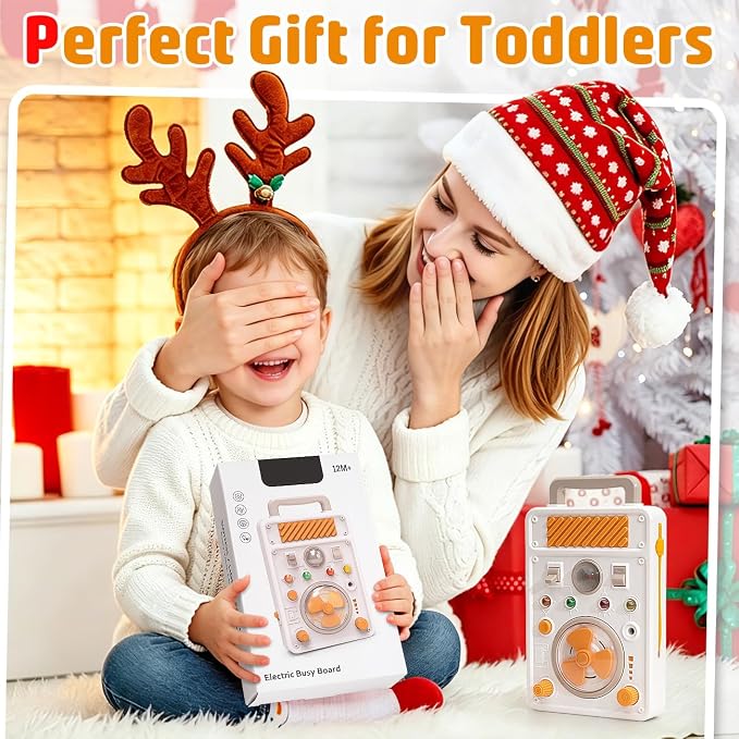 Montessori Busy Board Toys for 1 Year Old Boy, Educational Sensory Light Switch Toys for Toddlers 1-3, Travel Learning Activities for 2 Year Old Girl Birthday Gifts